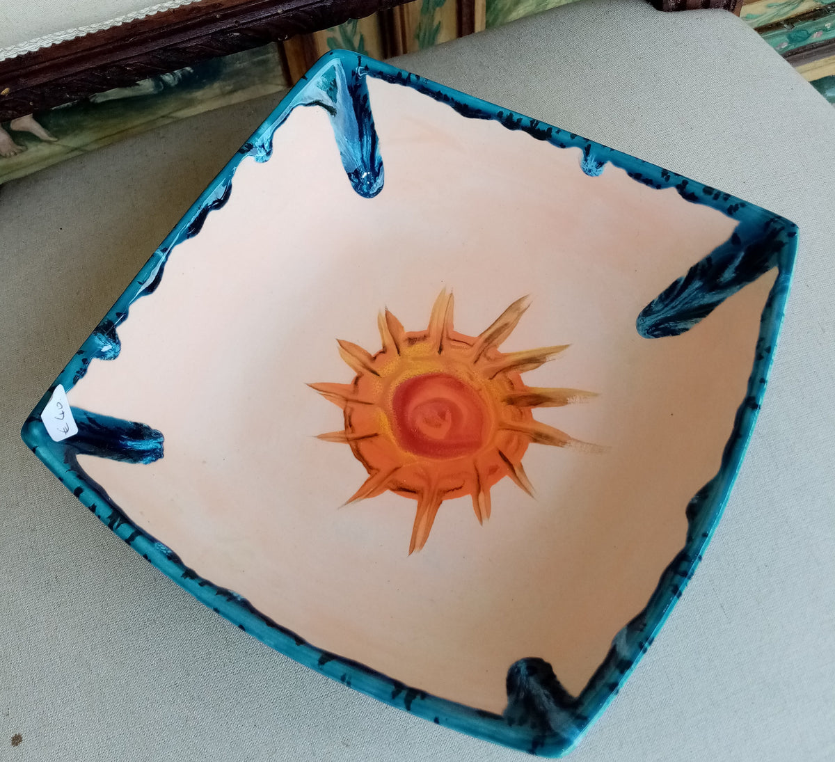 Set of 2 Square Butterfly and Sun Plates – Italian Artistic Ceramics | Casal dei Pruni Déco