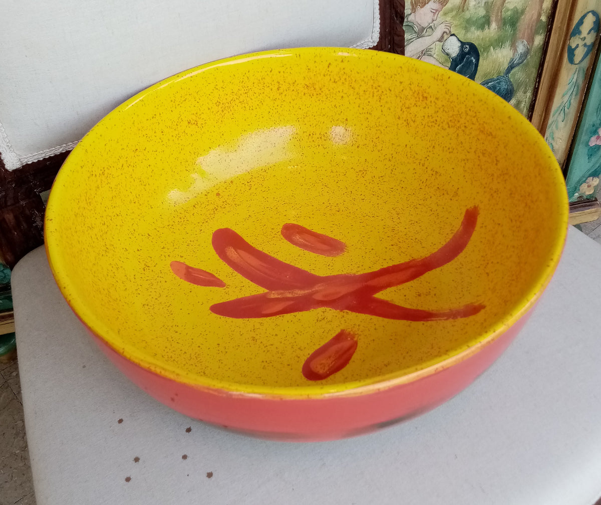 Ciotolona Gialla Rossa Ceramica Artistica Fatta a Mano | Casal dei Pruni Déco