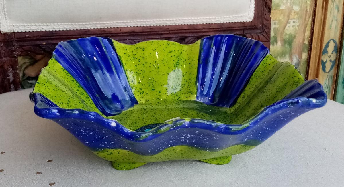 Coppa Quadrata Verde e Blu Ceramica Artistica Fatta a Mano | Casal dei Pruni Déco