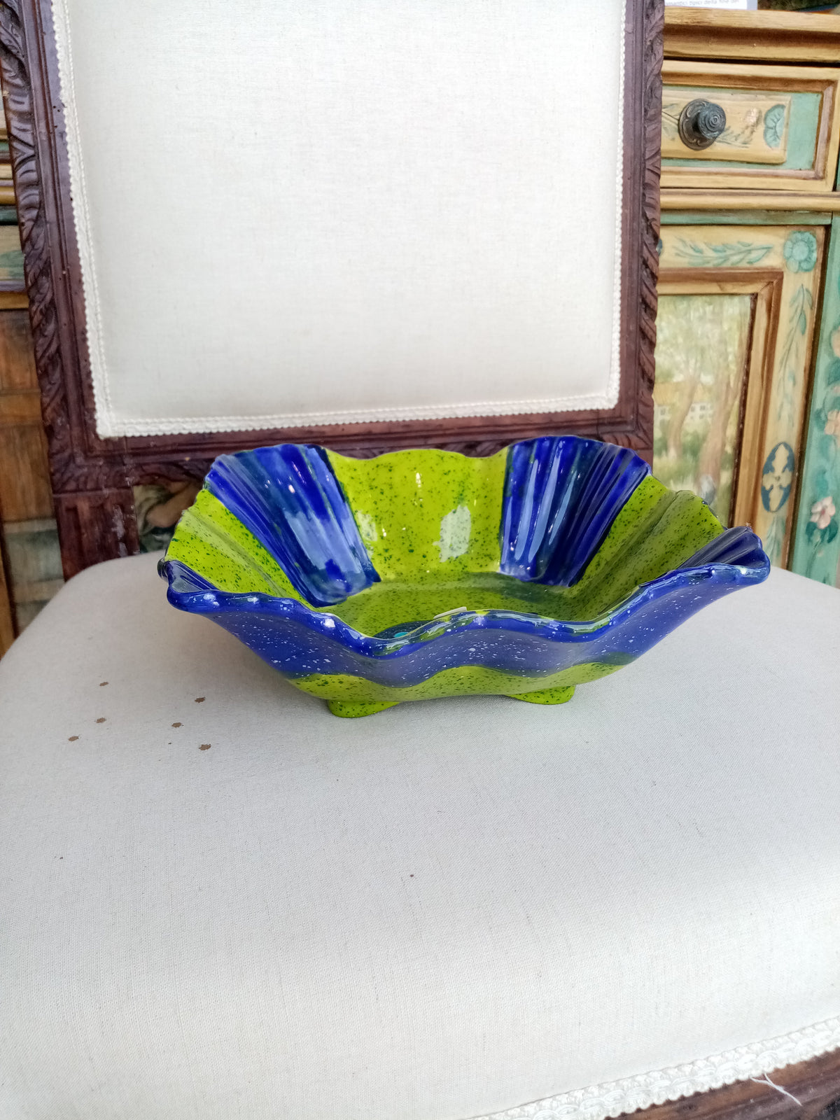 Coppa Quadrata Verde e Blu Ceramica Artistica Fatta a Mano | Casal dei Pruni Déco