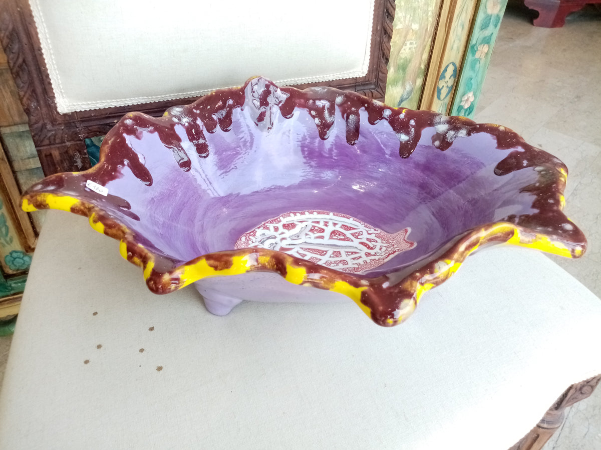 Coppa Foglia Lilla Malva in Ceramica Artistica Fatta a Mano – Opera Unica