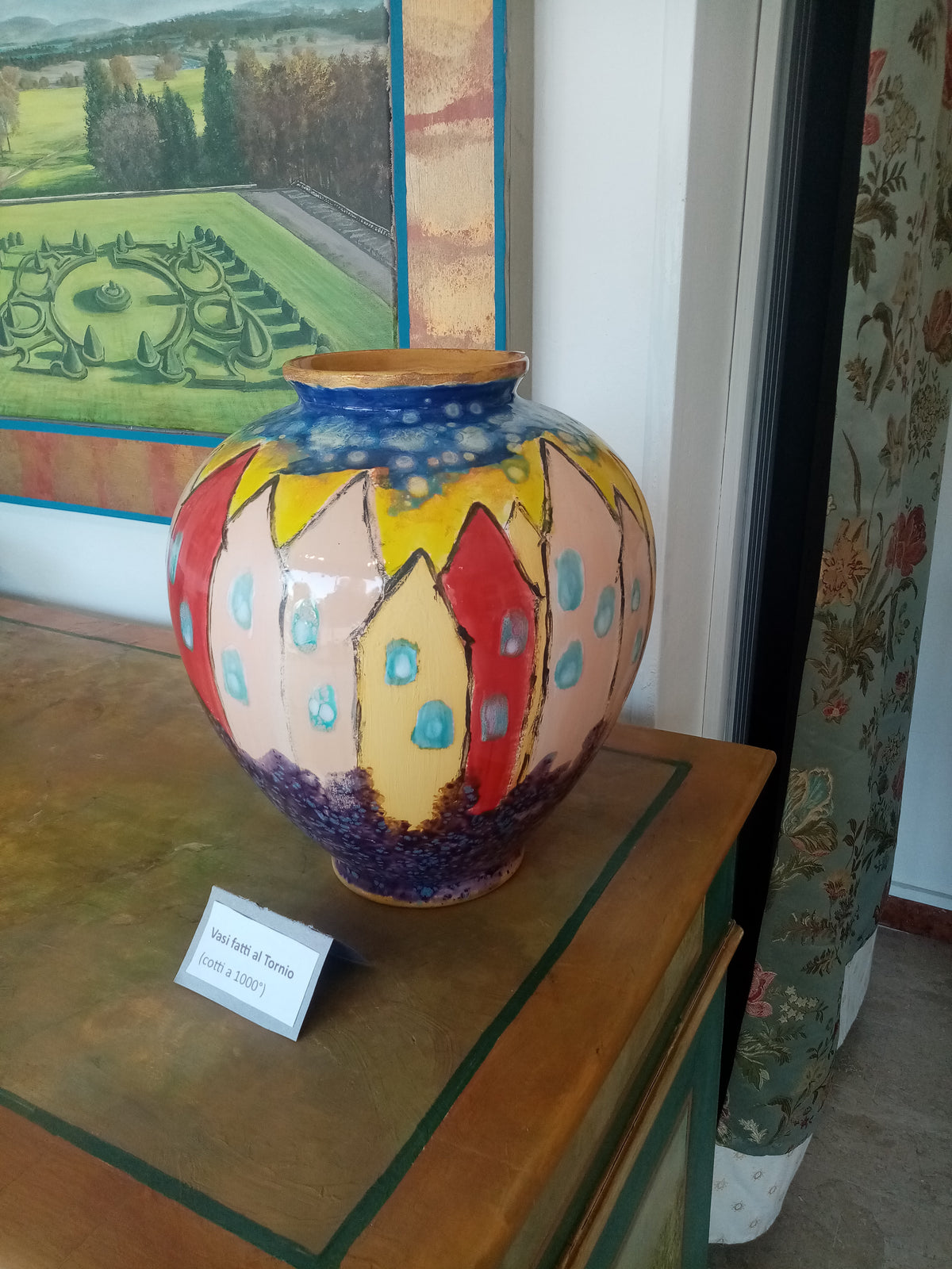 Vaso con Case – Ceramica Artistica Fatta a Mano | Italia
