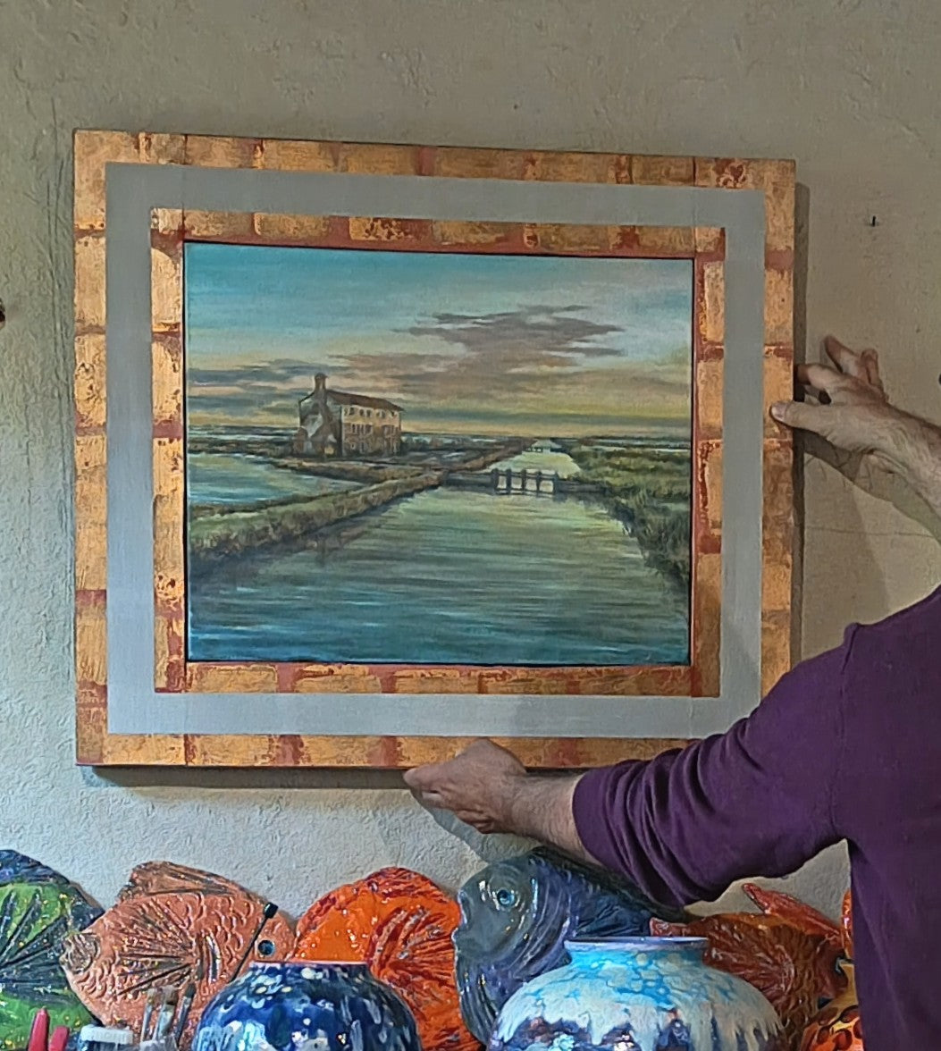 Sunset in the Lagoon - Original Oil and Acrylic on Canvas | Lorenzo Usicco