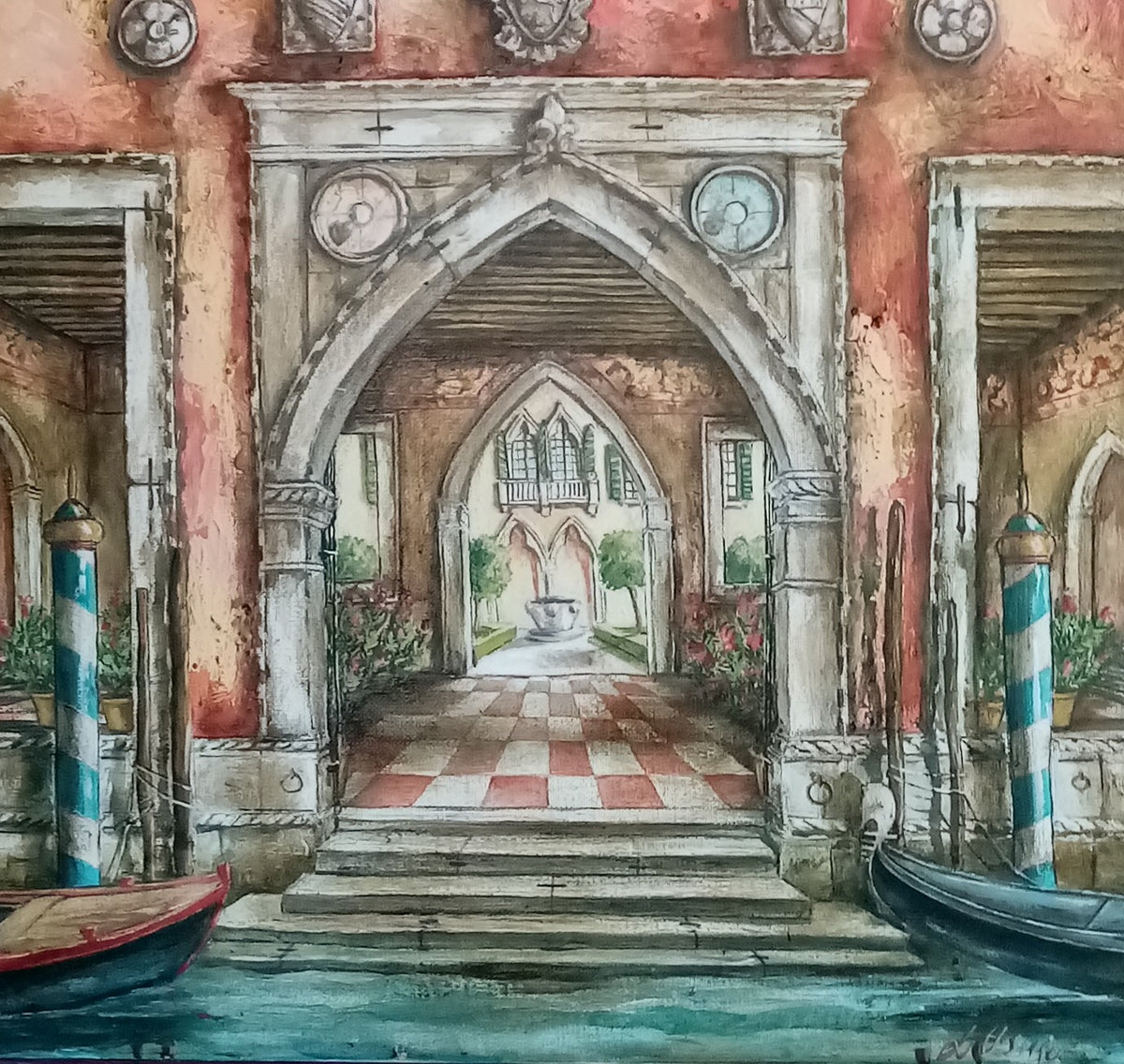 Parte inferiore del quadro La mia Venezia, Olio e acrilico su tela, quadro di Lorenzo Usicco 