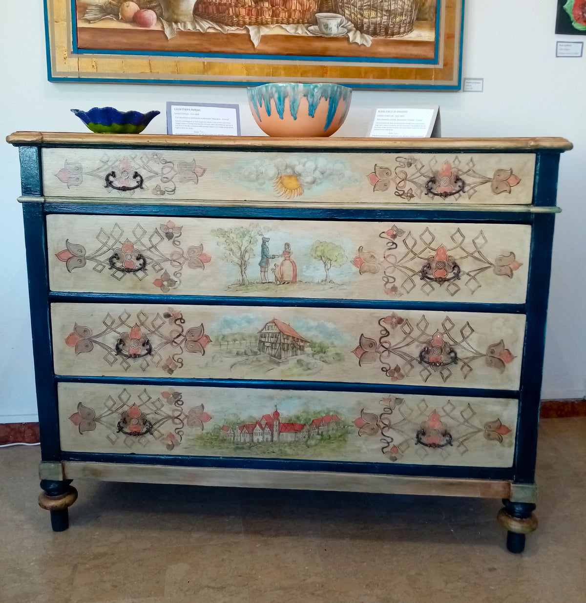 frontale decorazioni alsaziane tulipani matrimonio - Arte simbolica tradizionale 1700