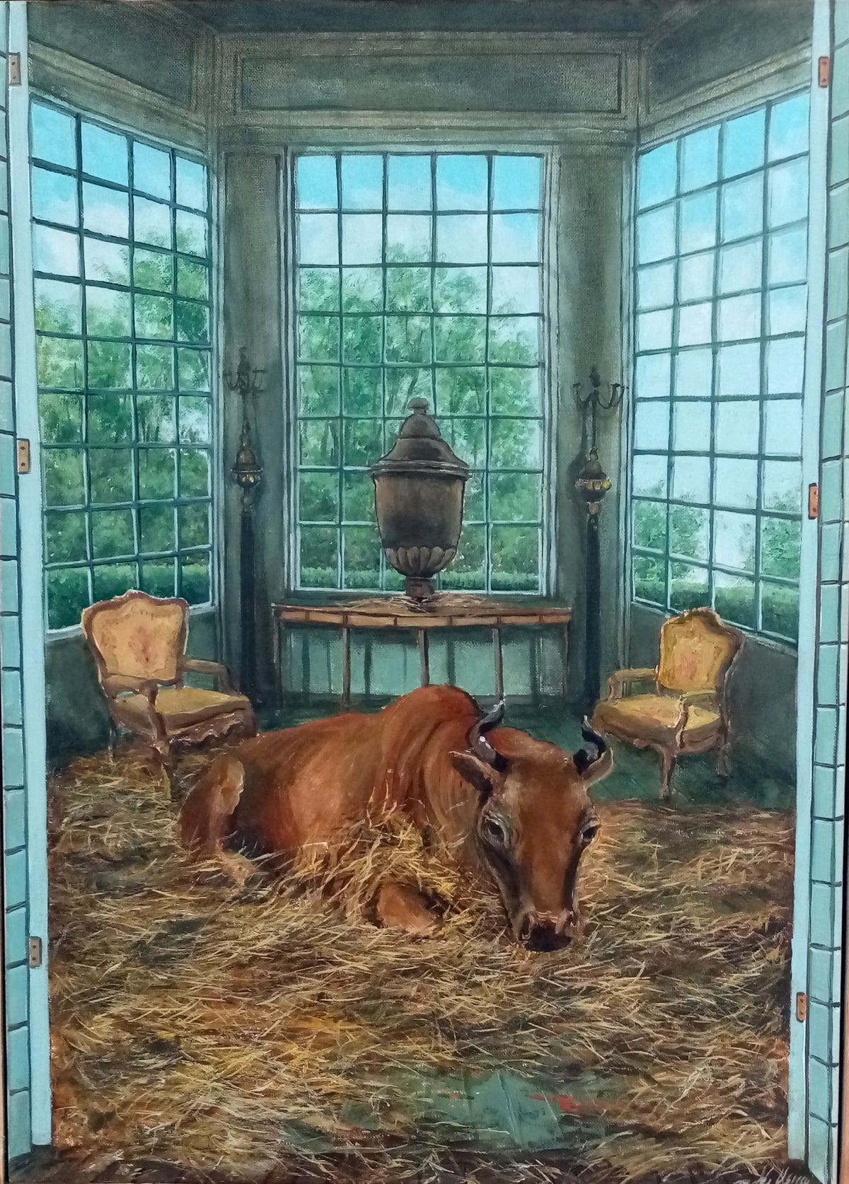 Quadro Oggetti nel Tempo di Lorenzo Usicco, olio e acrilico su tela 50x50 cm