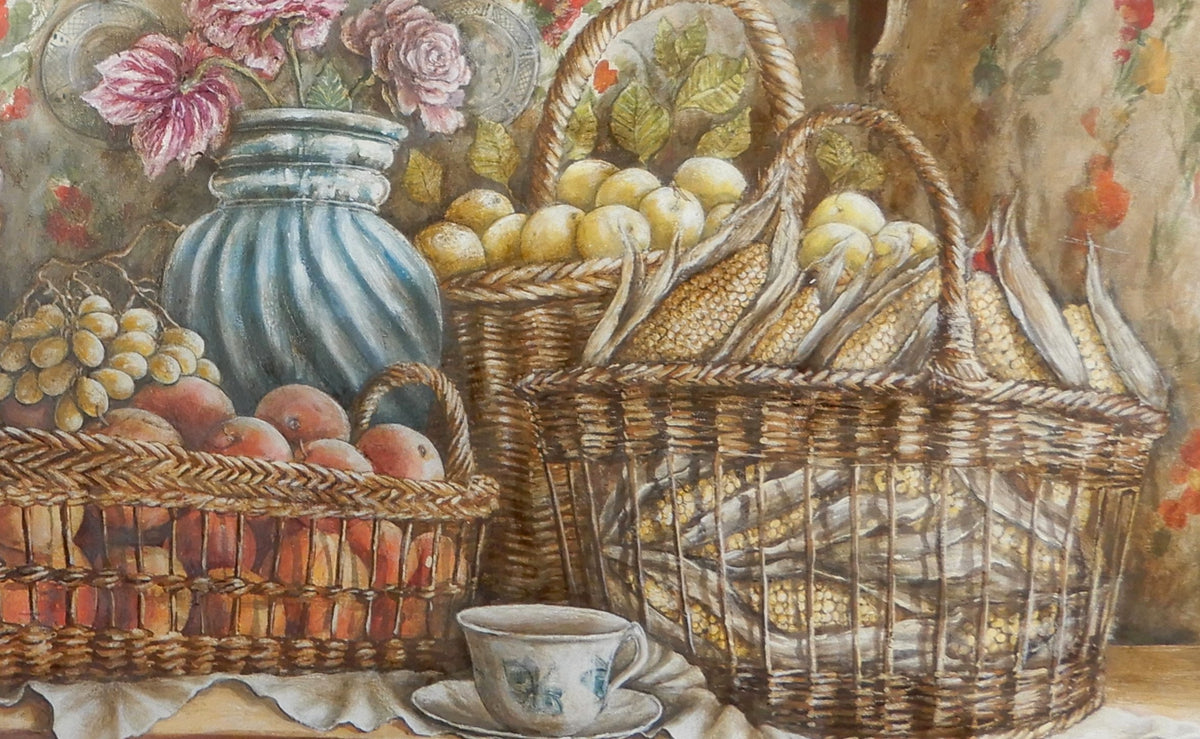 Quadro Finestra sul Giardino ambientato - opera originale Lorenzo Usicco arredamento elegante
