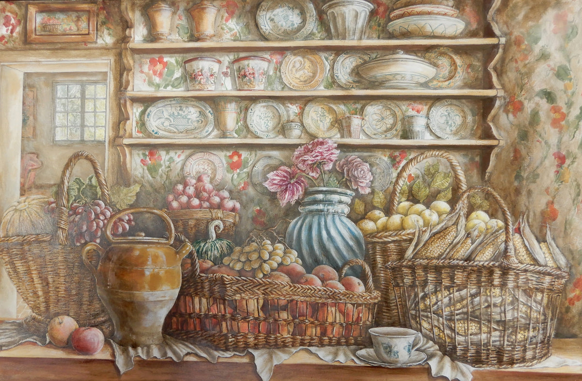 Particolare texture quadro Finestra sul Giardino - dipinto originale olio acrilico su tela Casal dei Pruni
