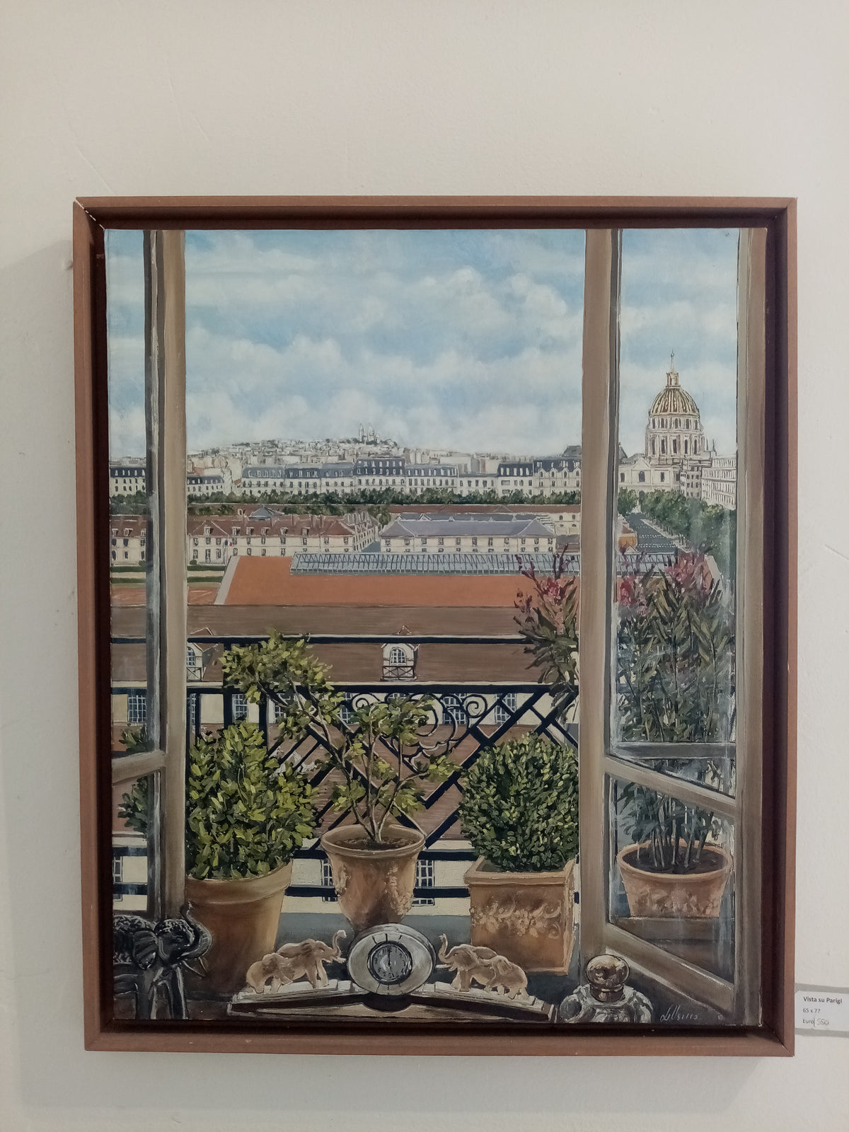Quadro Vista su Parigi per arredamento elegante, arte italiana originale 65x77