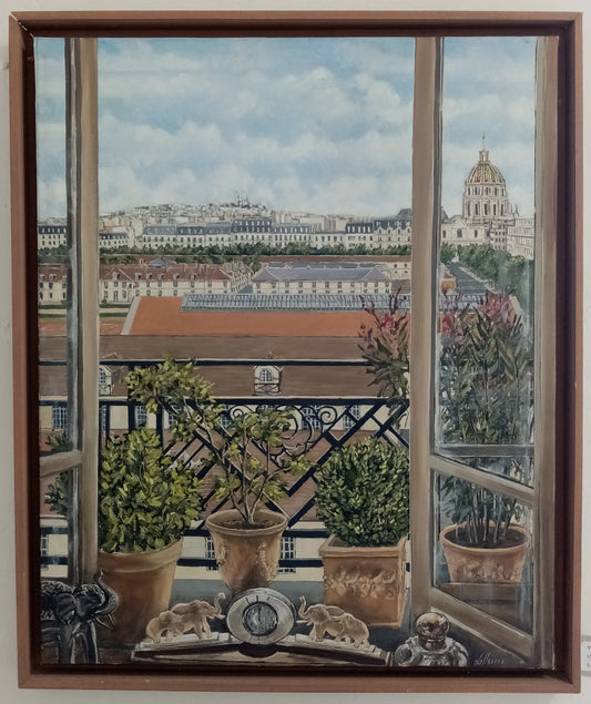 Quadro Vista su Parigi Lorenzo Usicco - paesaggio urbano dipinto a mano olio e acrilico su tela
