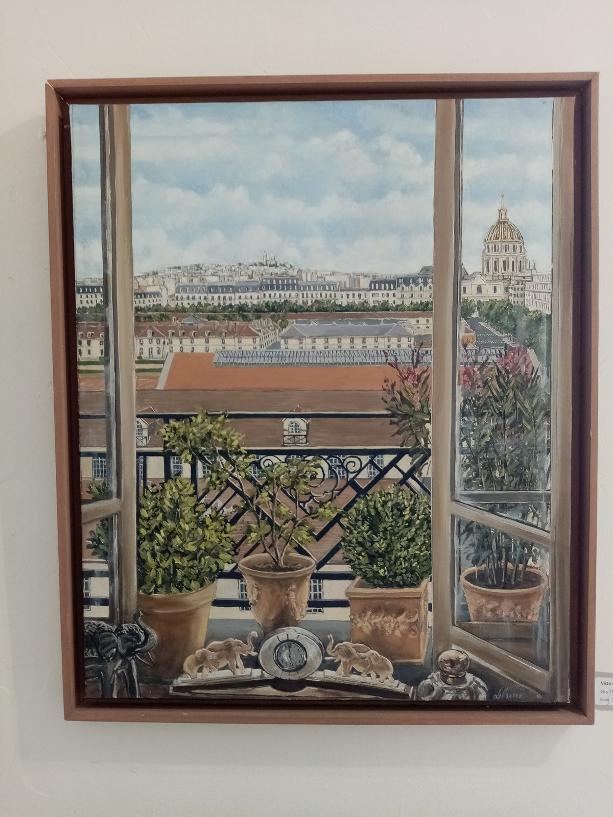 Dettaglio Vista su Parigi con cornice - dipinto originale paesaggio urbano arte italiana contemporanea
