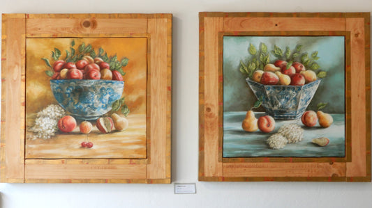 Coppia quadri  originali dipinti a mano dal titolo Raggi di Luce di Lorenzo Usicco, arte astratta  e figurativa olio acrilico su tela