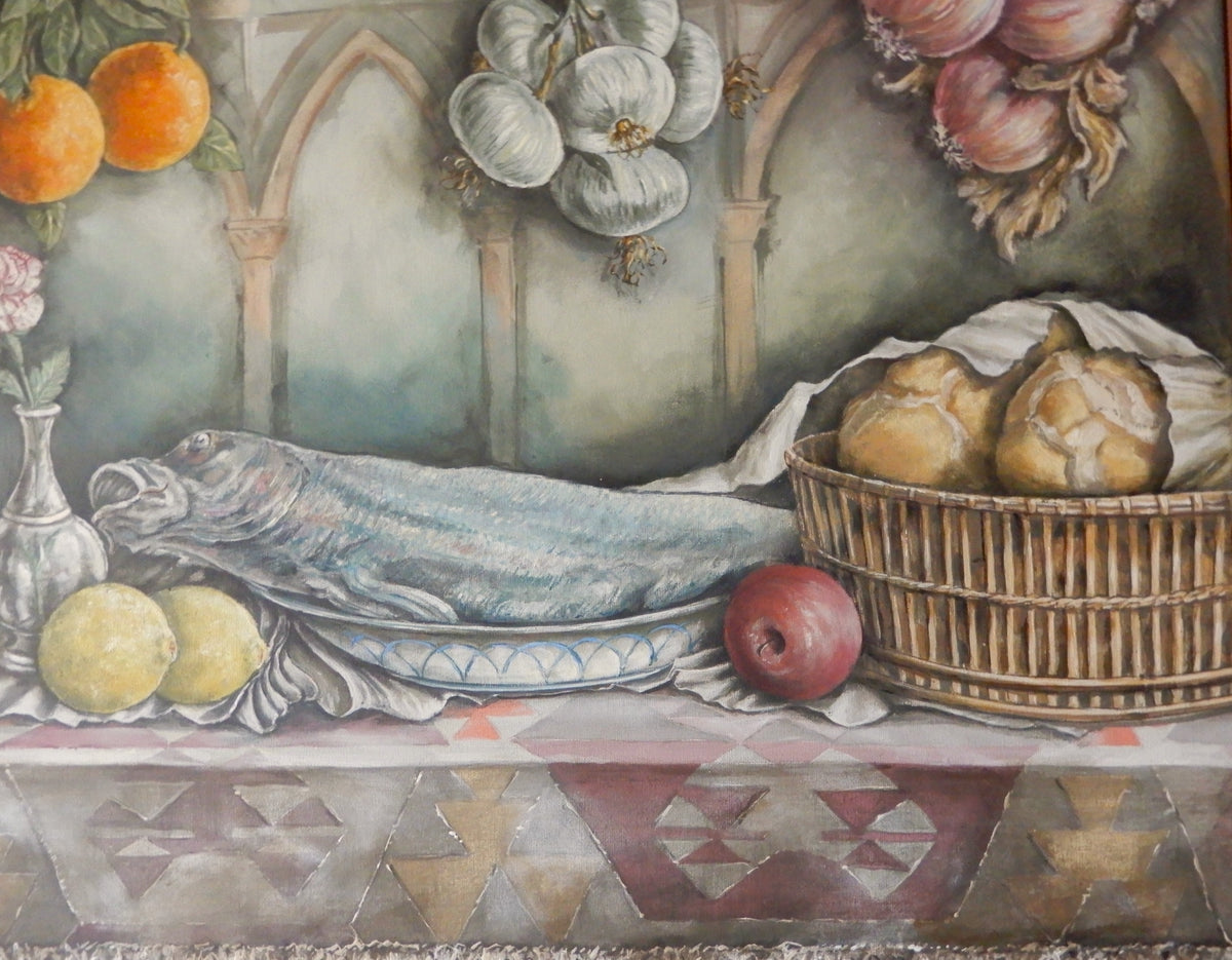 dettaglio di natura morta originale arte figurativa contemporanea, natura morta dipinta a mano da Lorenzo Usicco  