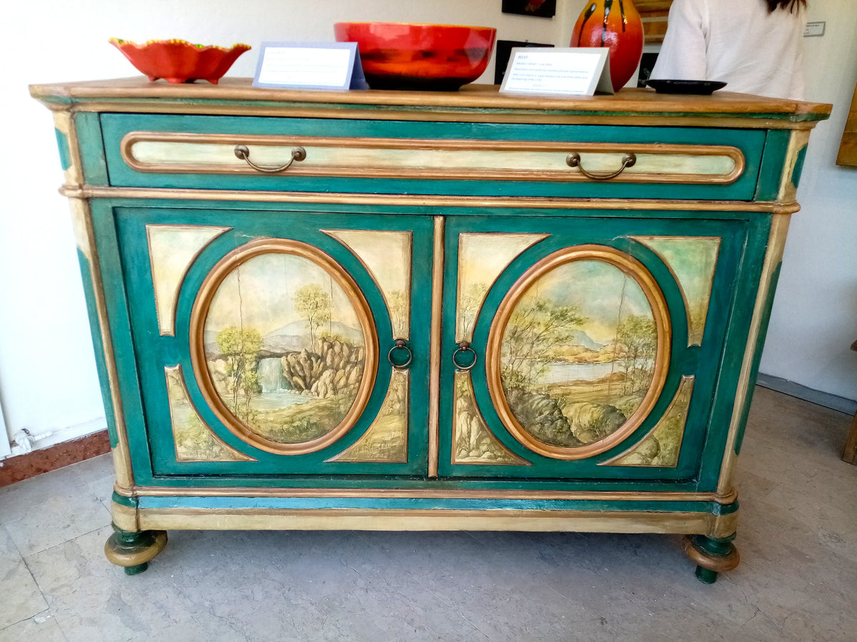 Vista dipinti credenza madia epoca - Mobile d'arte italiano fine 1800