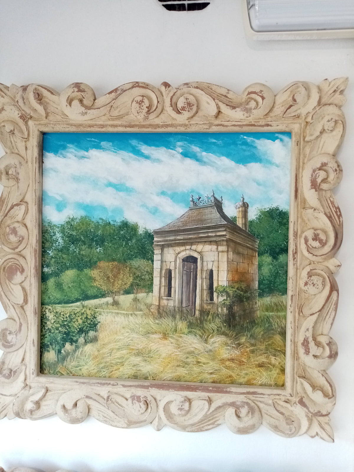  tris quadri  originali - campagna della Loira, supporto in legno 
